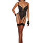 Afterglow - Metal V Accent Teddy Lingerie - Black - VALGINA.com