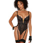 Afterglow - Metal V Accent Teddy Lingerie - Black - VALGINA.com