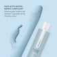 Bottle of pH balanced water-based personal lubricant with a blue glove on a light blue background. t.o.m triple orgasm machine dual rabbit vibrator pure romance www.VALGINA.com 