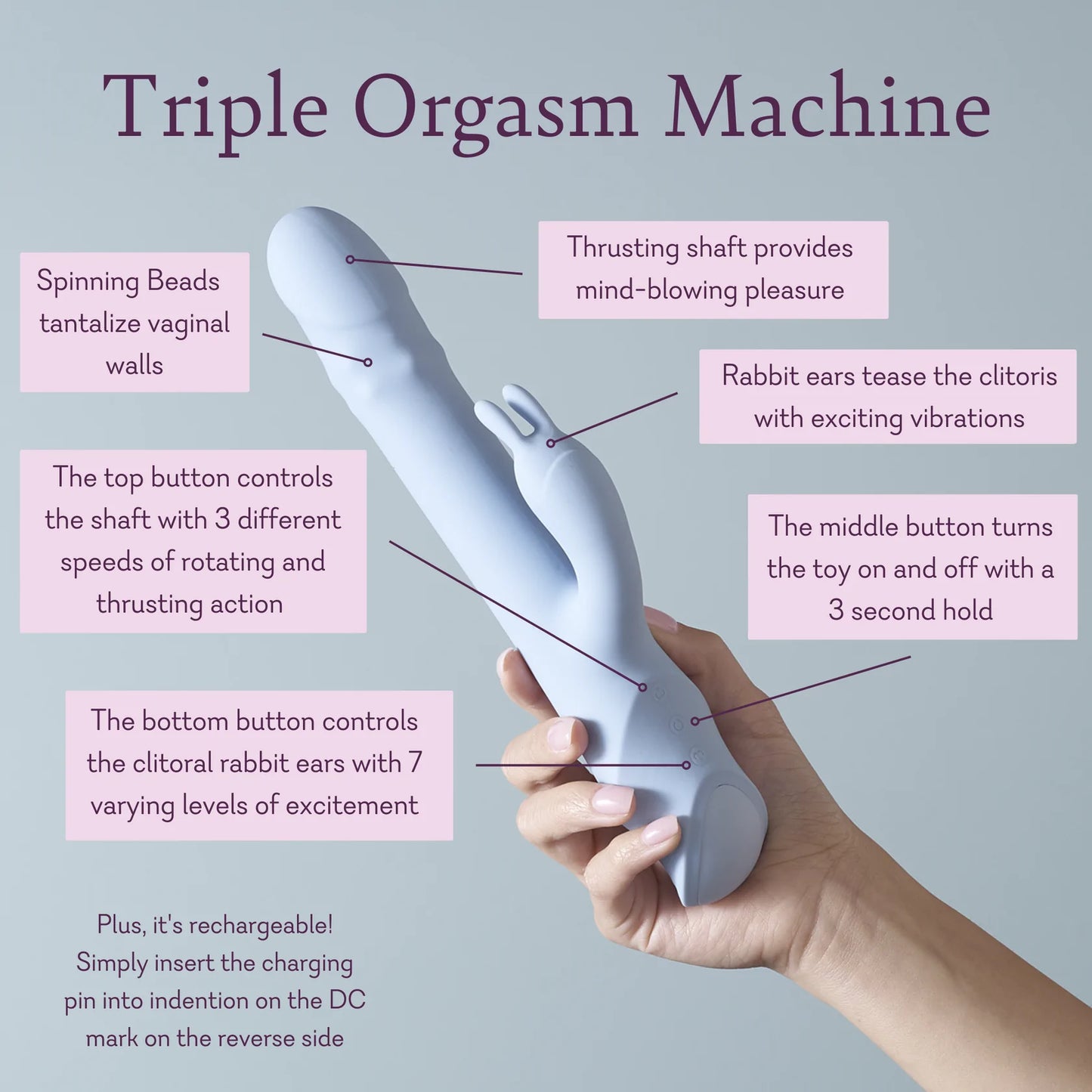 Triple Orgasm Machine “Tom” Thrusting Vibe - 1 LEFT!